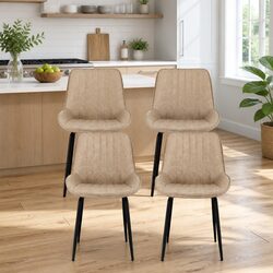 Set of 4 Retro Kitchen Dining Chairs with Metal Legs
