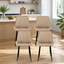 Set of 4 Retro Kitchen Dining Chairs with Metal Legs