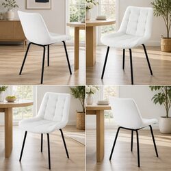 Dining Chairs Set of 4 Velvet Tufted Kitchen Lounge Accent Beige