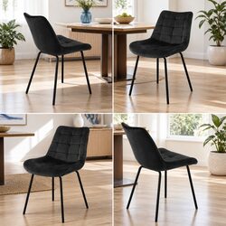Set of 4 Elegant Velvet Tufted Dining Chairs