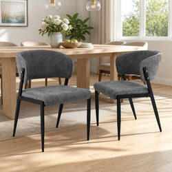 Sturdy Upholstered Dining Chairs in Grey - Set of 2