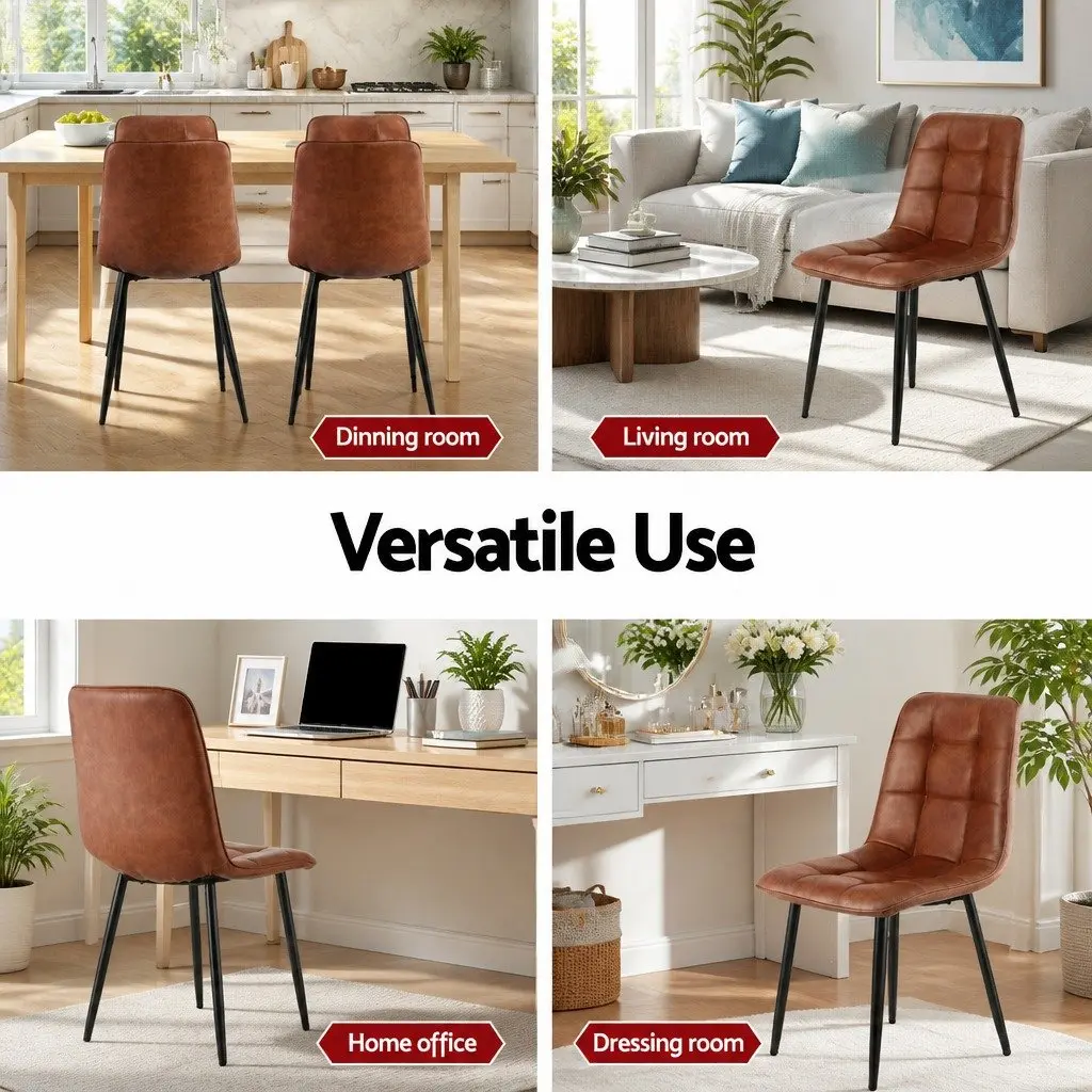Retro Brown Dining Chairs Set of 4 for Kitchen