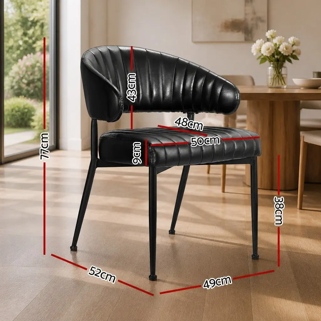 Dining Chairs PU Leather Black Metal Frame Set of 2
