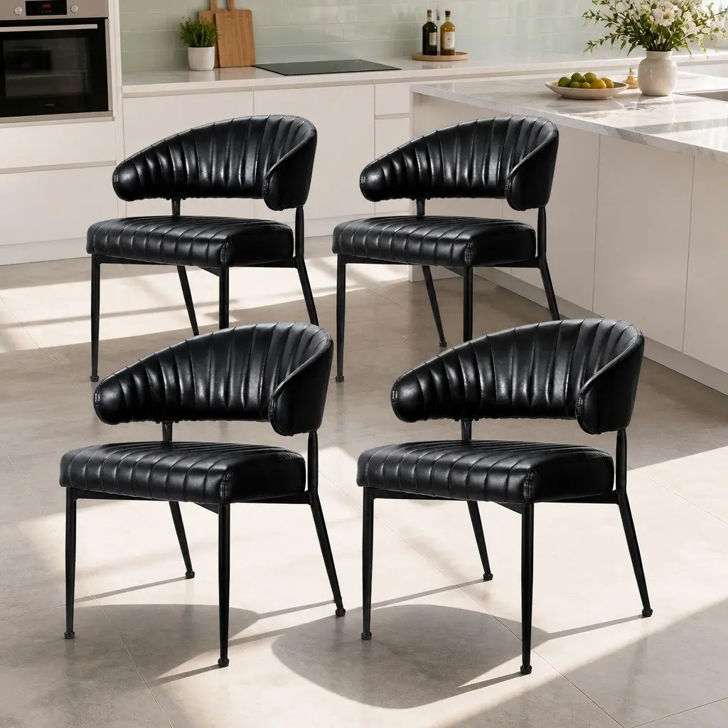 Dining Chairs Set of 4 with Leather Upholstery