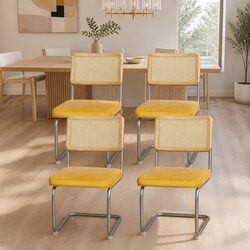 Yellow Modern Dining Chairs Set of 4 with Cantilever Frame