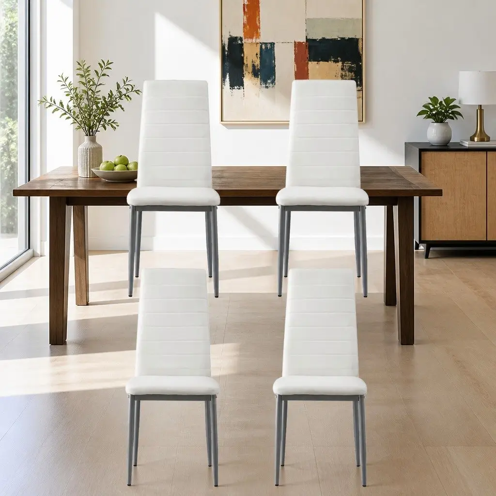 Set of 4 Durable Channel Tufted Dining Chairs