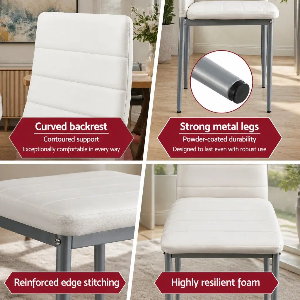 Set of 4 Durable Channel Tufted Dining Chairs