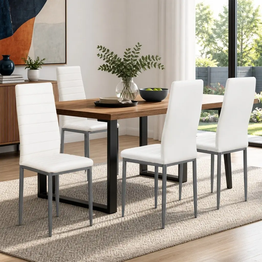 Set of 4 Durable Channel Tufted Dining Chairs