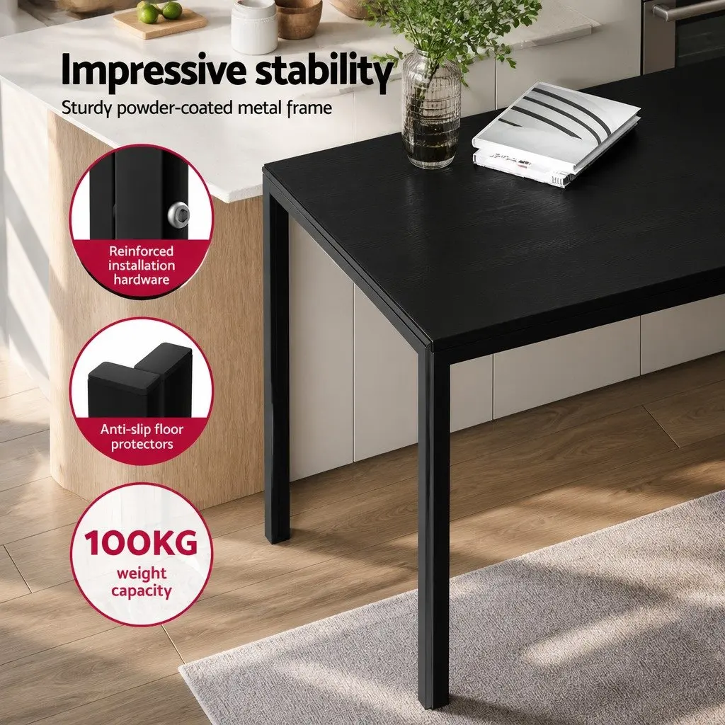 Dining Set MDF Melamine Black Rectangular Table and 4 Chairs