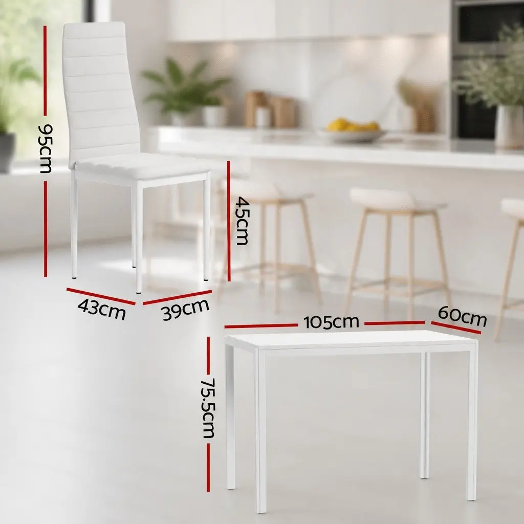 5-Piece White Dining Set with Durable Table and Chairs