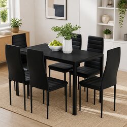 Modern Black 7 Piece Dining Set with Durable Build