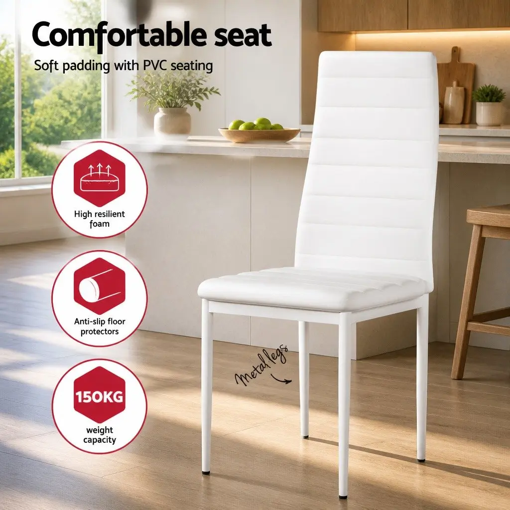 7 Piece Dining Set with Table and 6 Chairs in White