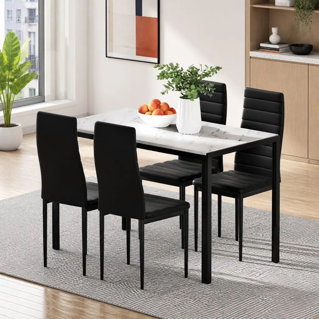 Marble Effect Dining Table with 4 Chairs