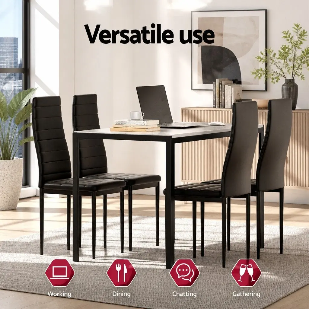 Marble Effect Dining Table with 4 Chairs