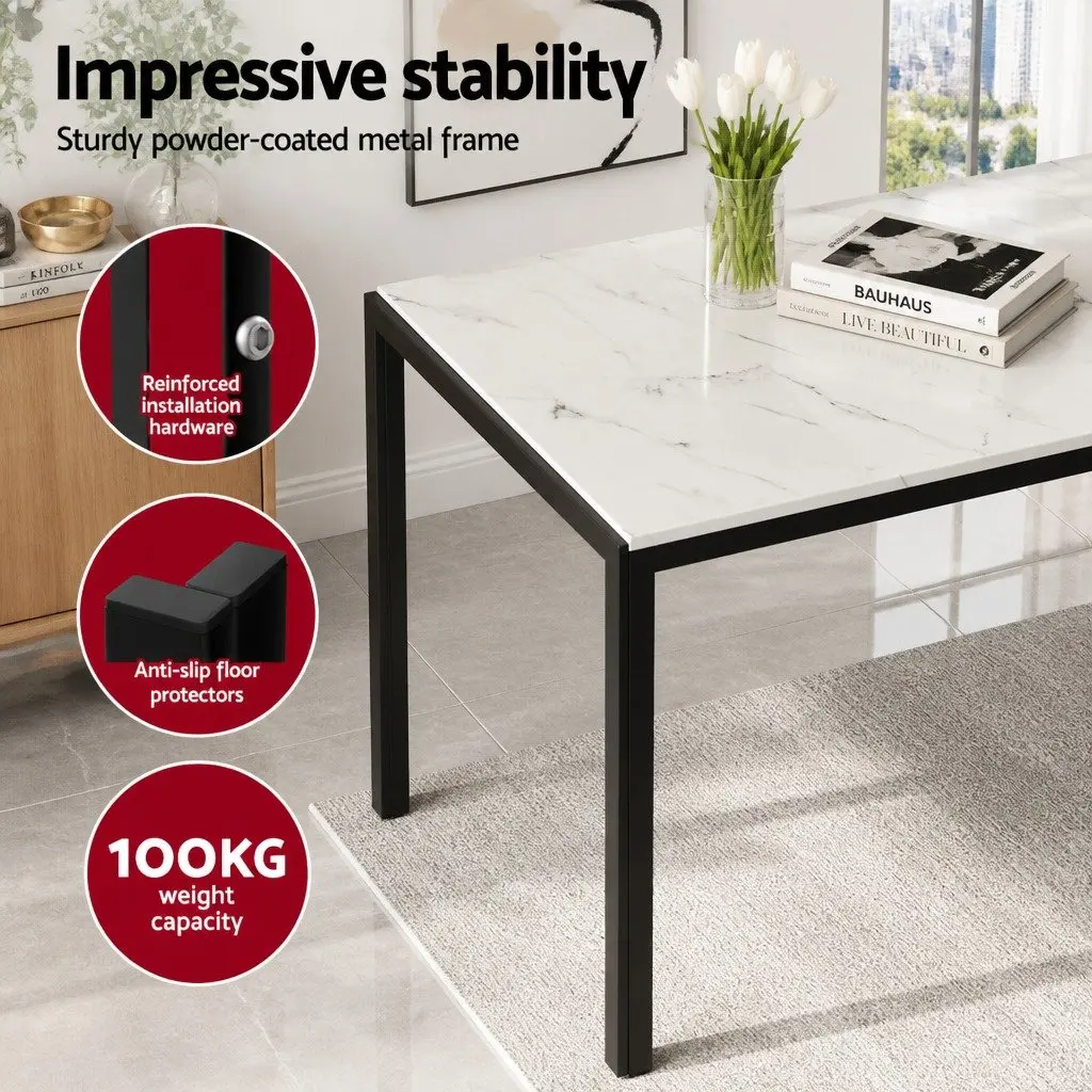 Marble Effect Dining Table with 4 Chairs