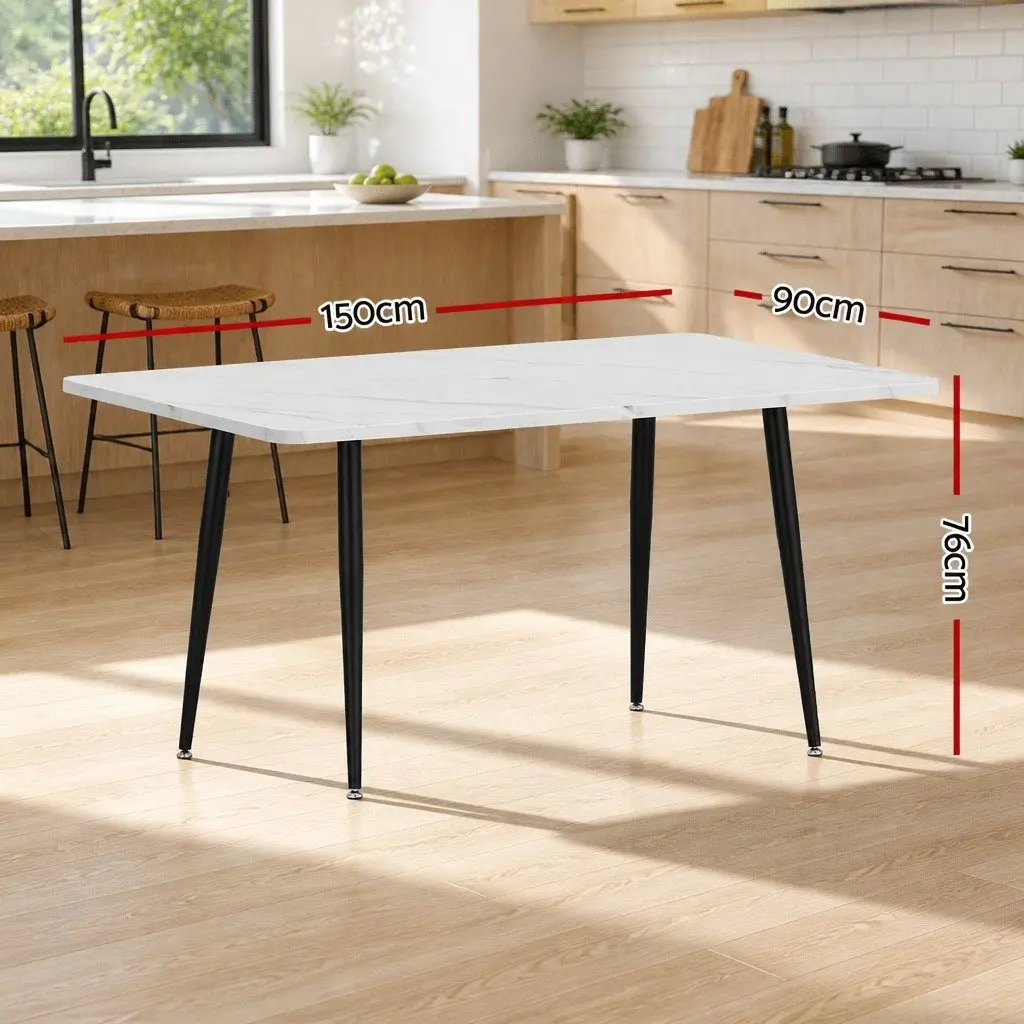 Dining Table MDF Metal 150cm White Grey