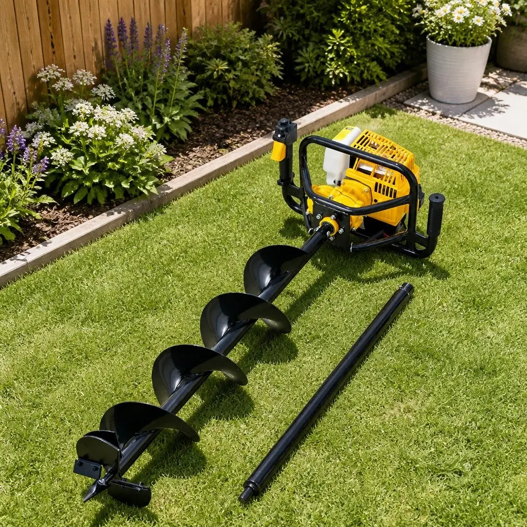 Petrol Post Hole Digger with 200mm Auger and Gearbox