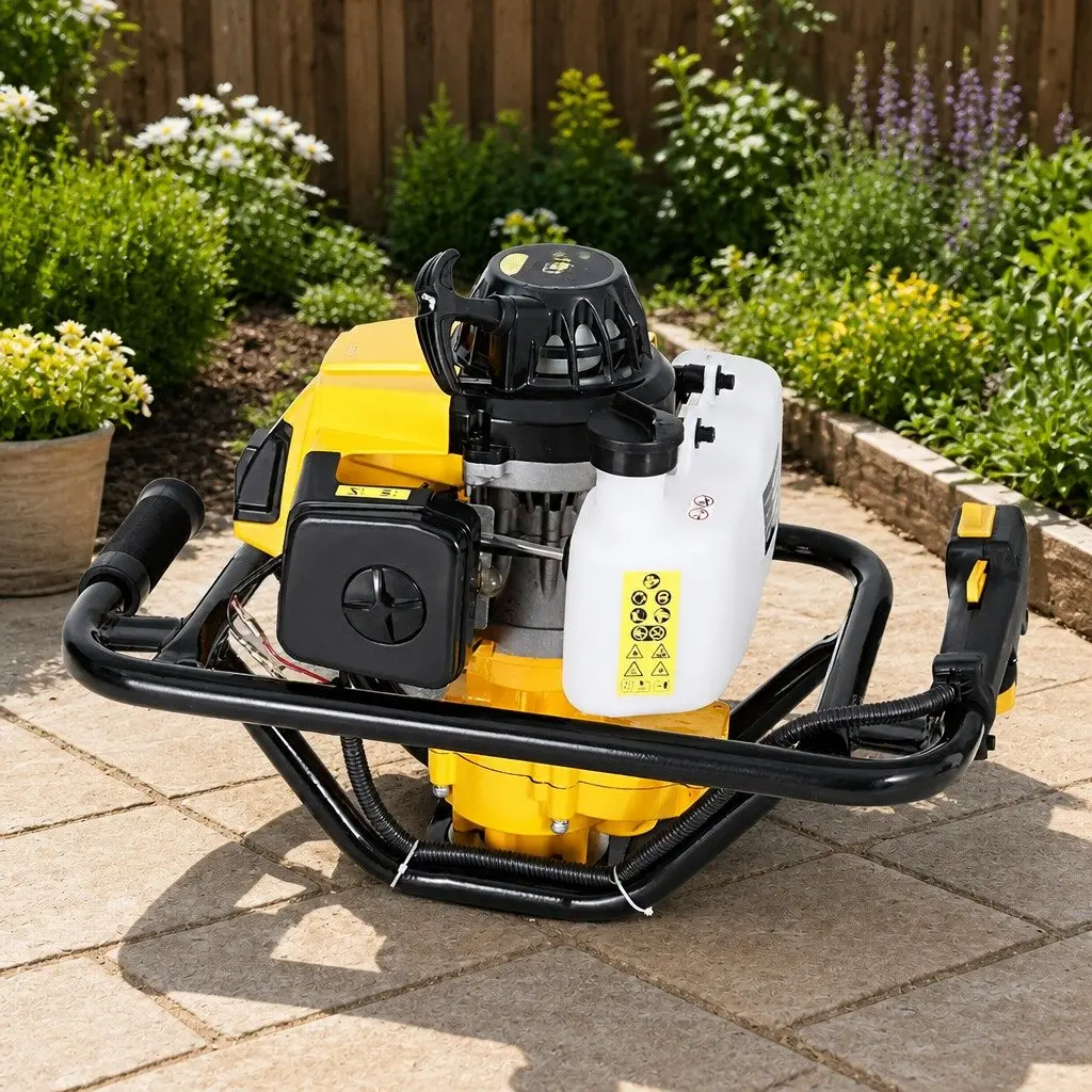 Post Hole Digger Petrol 63cc 200mm Auger Extension Shaft Black Yellow