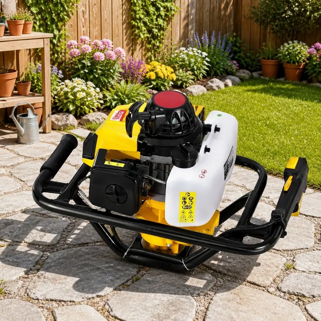 Post Hole Digger 63CC Petrol Engine 2-Stroke Yellow Single Cylinder Heavy Duty