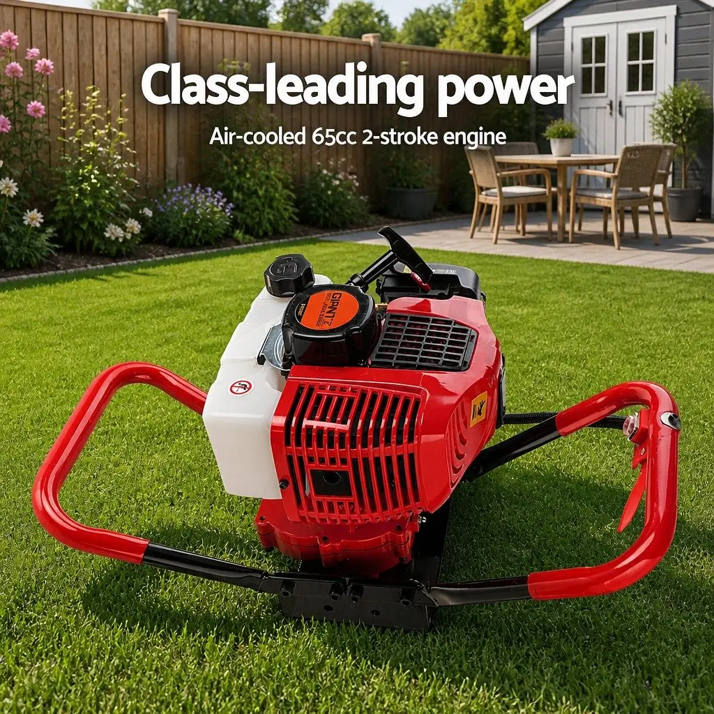 Post Hole Digger 65cc Petrol 300mm Red and Black
