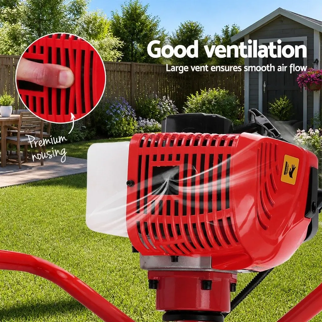 Post Hole Digger 65cc Petrol 300mm Red and Black
