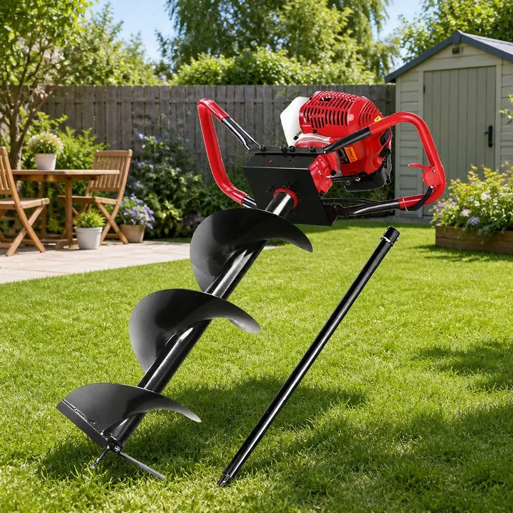 Post Hole Digger 65cc Petrol 300mm Red and Black