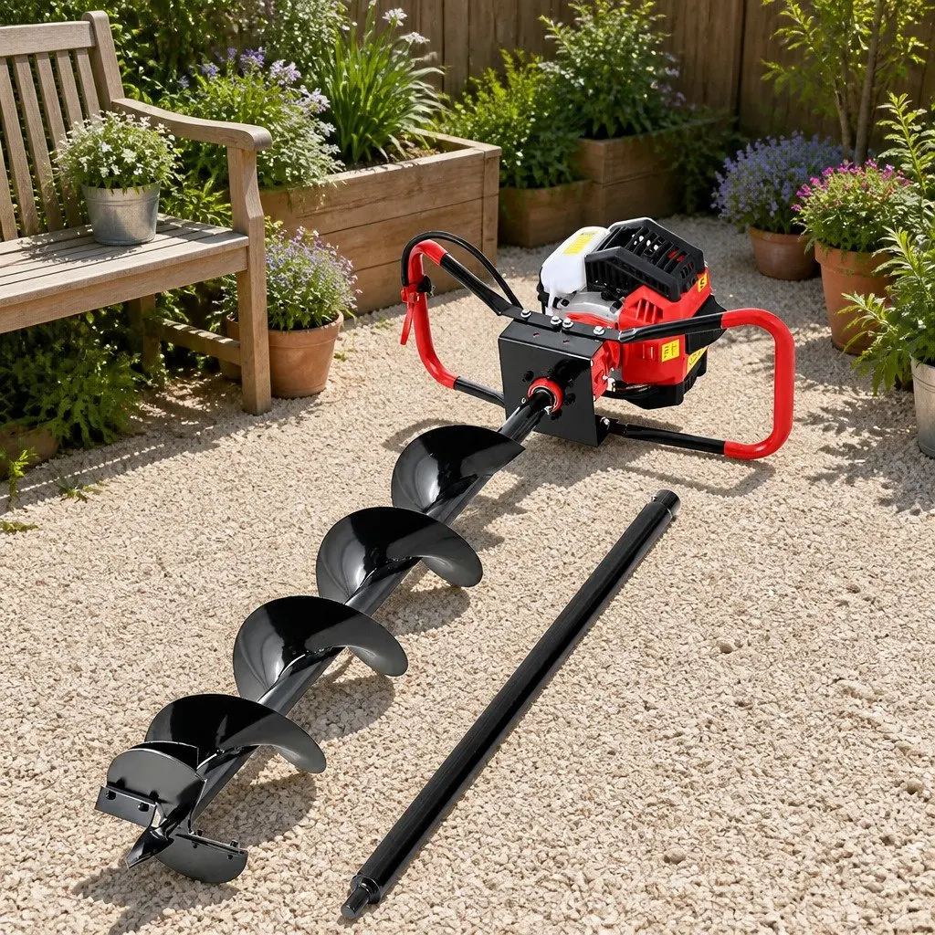 Post Hole Digger Steel 200mm Black Red