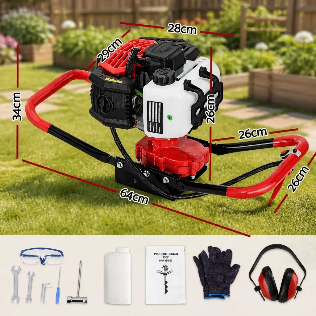Post Hole Digger Engine 65CC Petrol Single Cylinder 2-Stroke Red