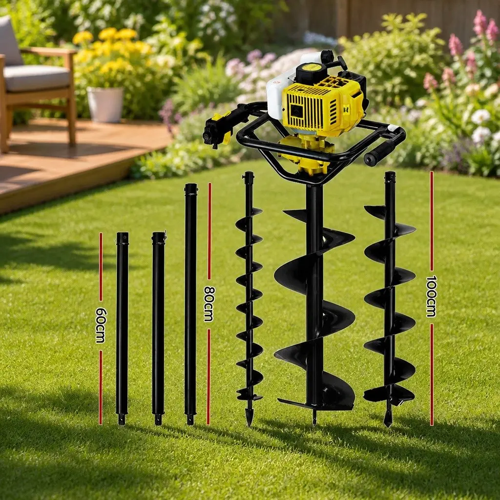 Post Hole Digger Petrol Auger 65cc Engine Yellow Boring Tool