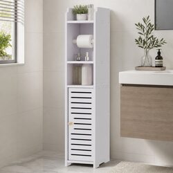 White Bathroom Storage Cabinet with Toilet Roll Holder 76cm
