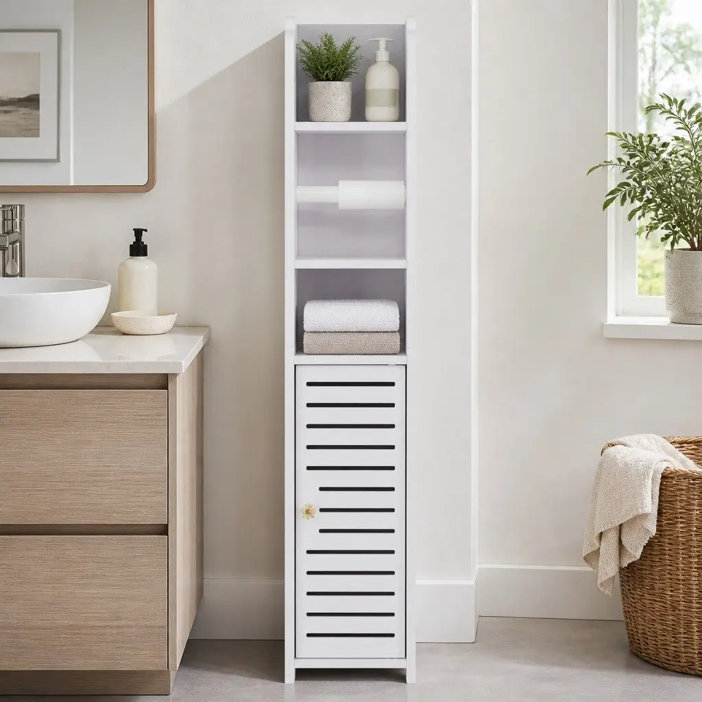 Bathroom Cabinet PVC 76cm White Storage Organiser
