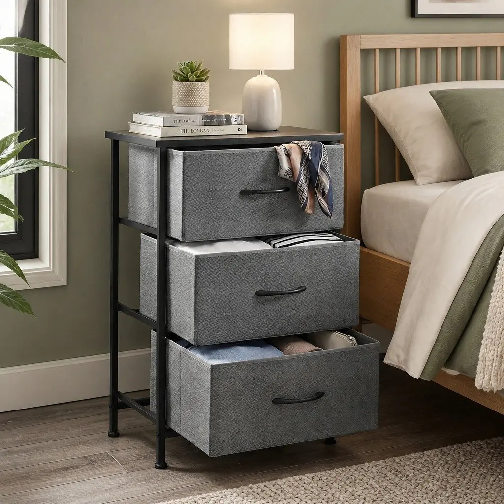 Tallboy Organizer with 3 Drawers for Bedroom Storage