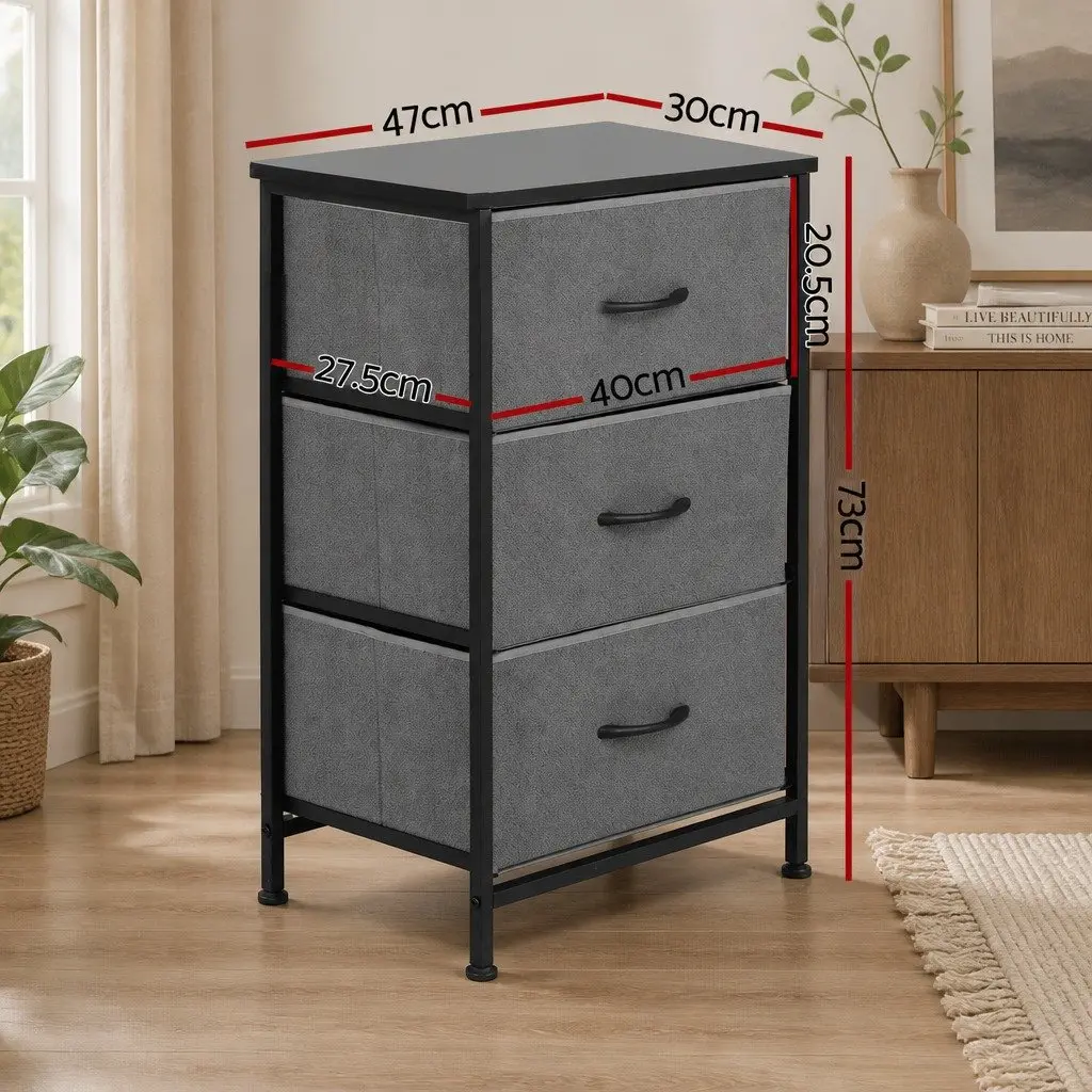 Chest of Drawers MDF Metal 47cm x 30cm x 73cm Grey
