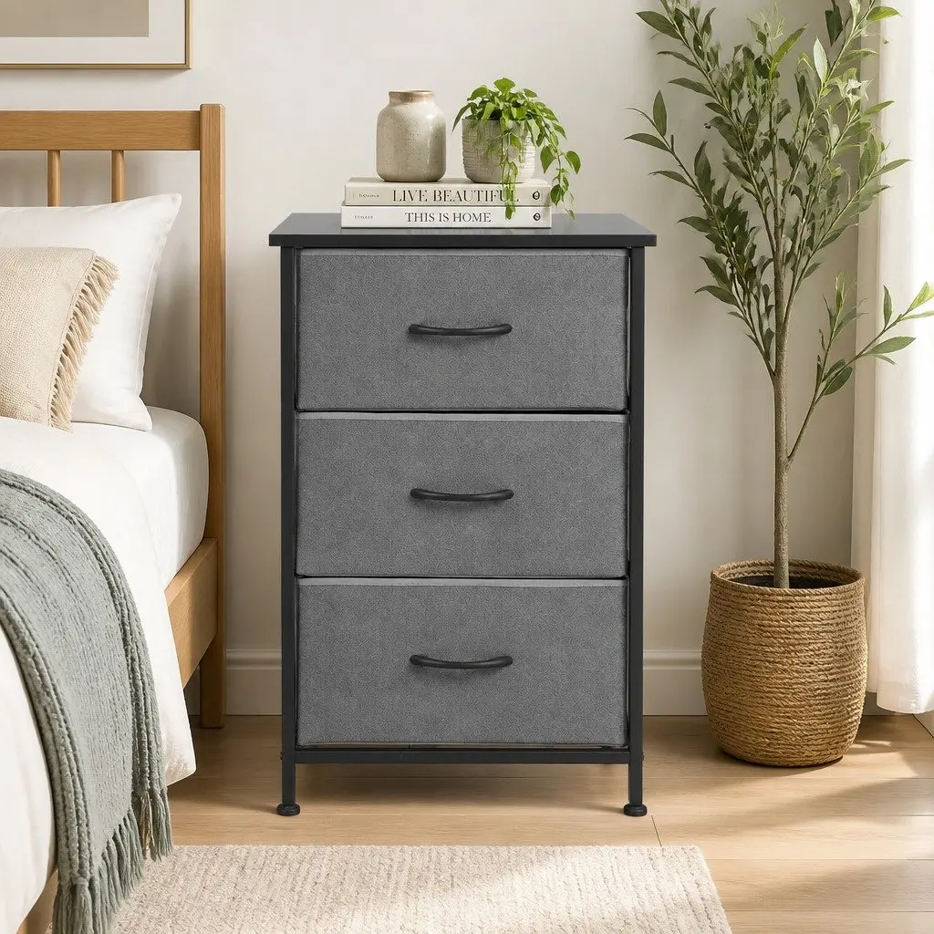 Chest of Drawers MDF Metal 47cm x 30cm x 73cm Grey