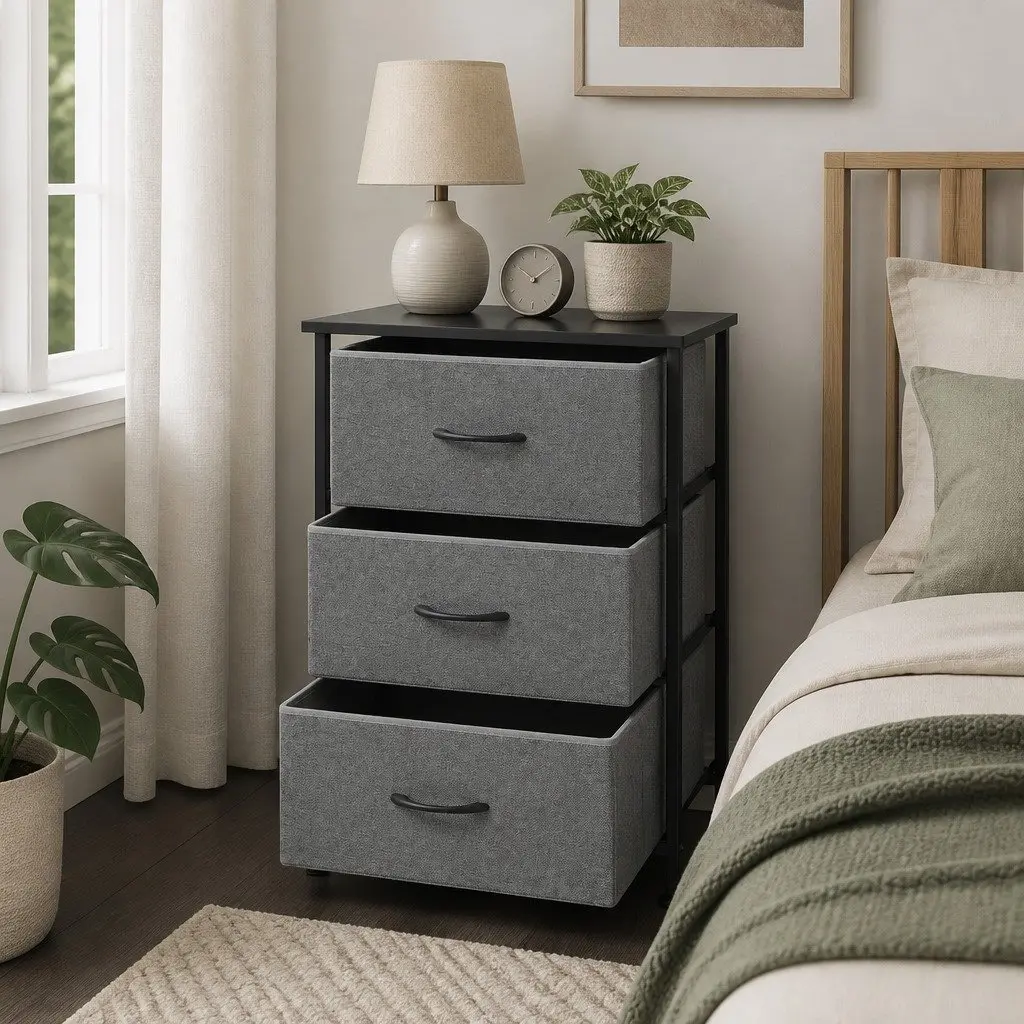 Chest of Drawers MDF Metal 47cm x 30cm x 73cm Grey