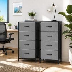 Stylish Grey 4 Drawer Storage Dresser Set for Your Home