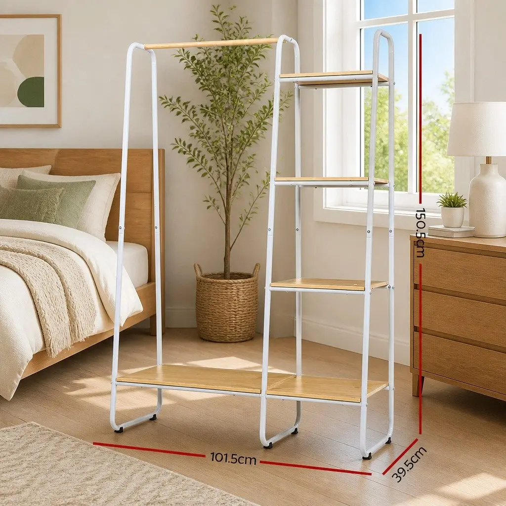 Metal Clothes Rack with Storage Shelves 150cm