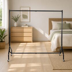 Durable Black Metal Clothes Rack 6FT with Rolling Castors