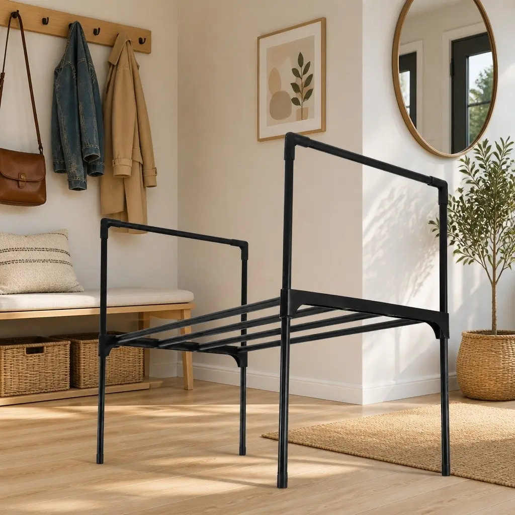 10-Tier Black Shoe Rack with Adjustable Shelves