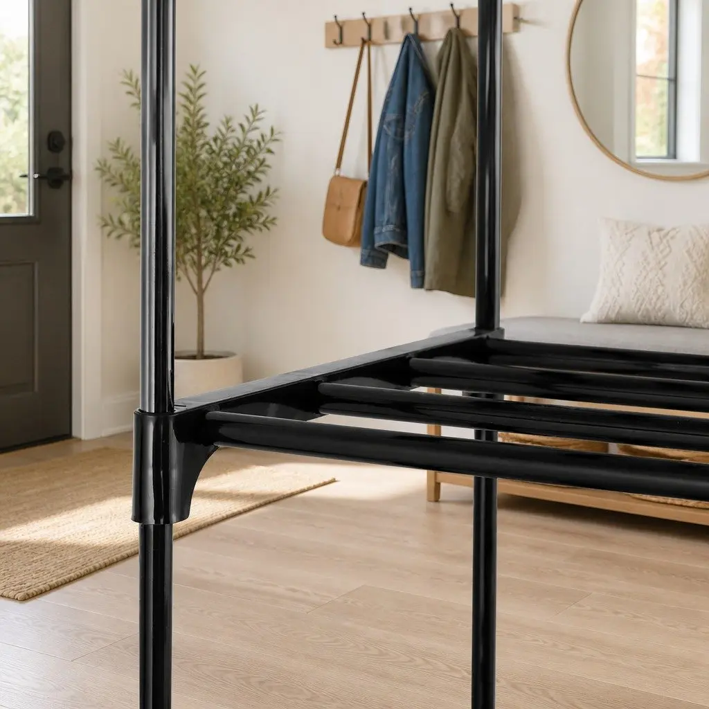 10-Tier Black Shoe Rack with Adjustable Shelves