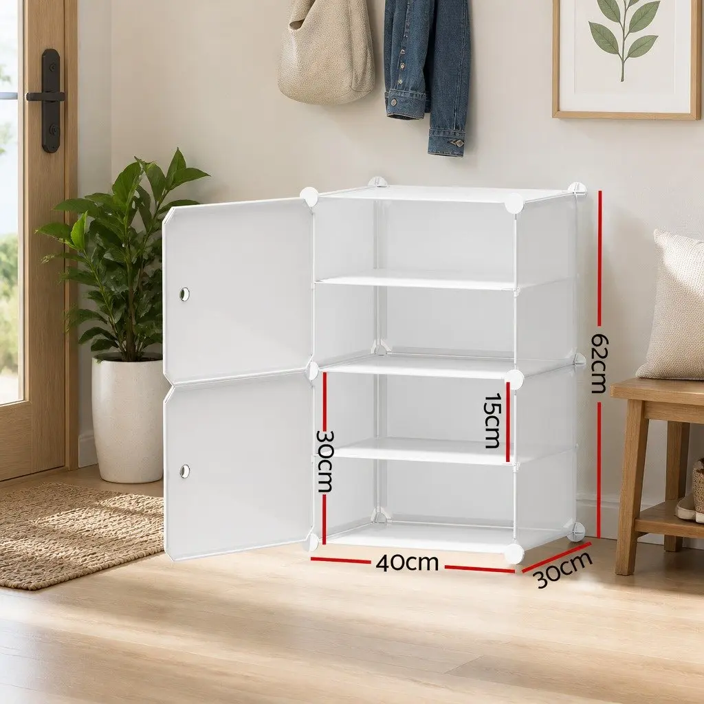 White Shoe Rack Storage Cube Set of 2