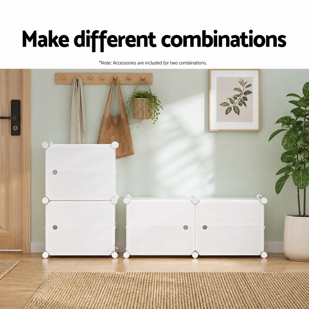 White Shoe Rack Storage Cube Set of 2