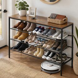Sturdy 4-Tier Shoe Rack with Open Shelves for Entryways