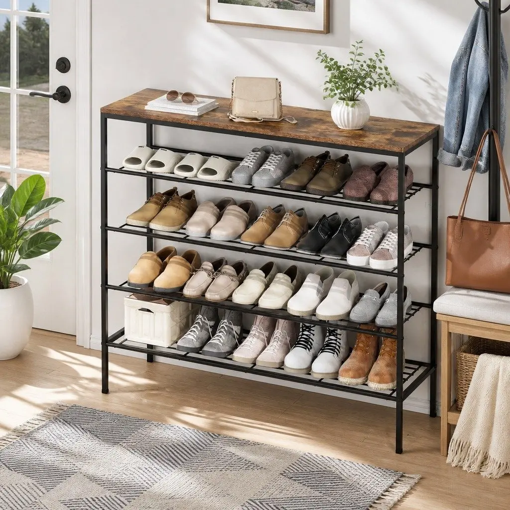 5-Tier Shoe Rack Organizer with Sturdy Metal Frame