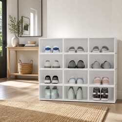 Durable Stackable Shoe Storage Boxes Set of 12
