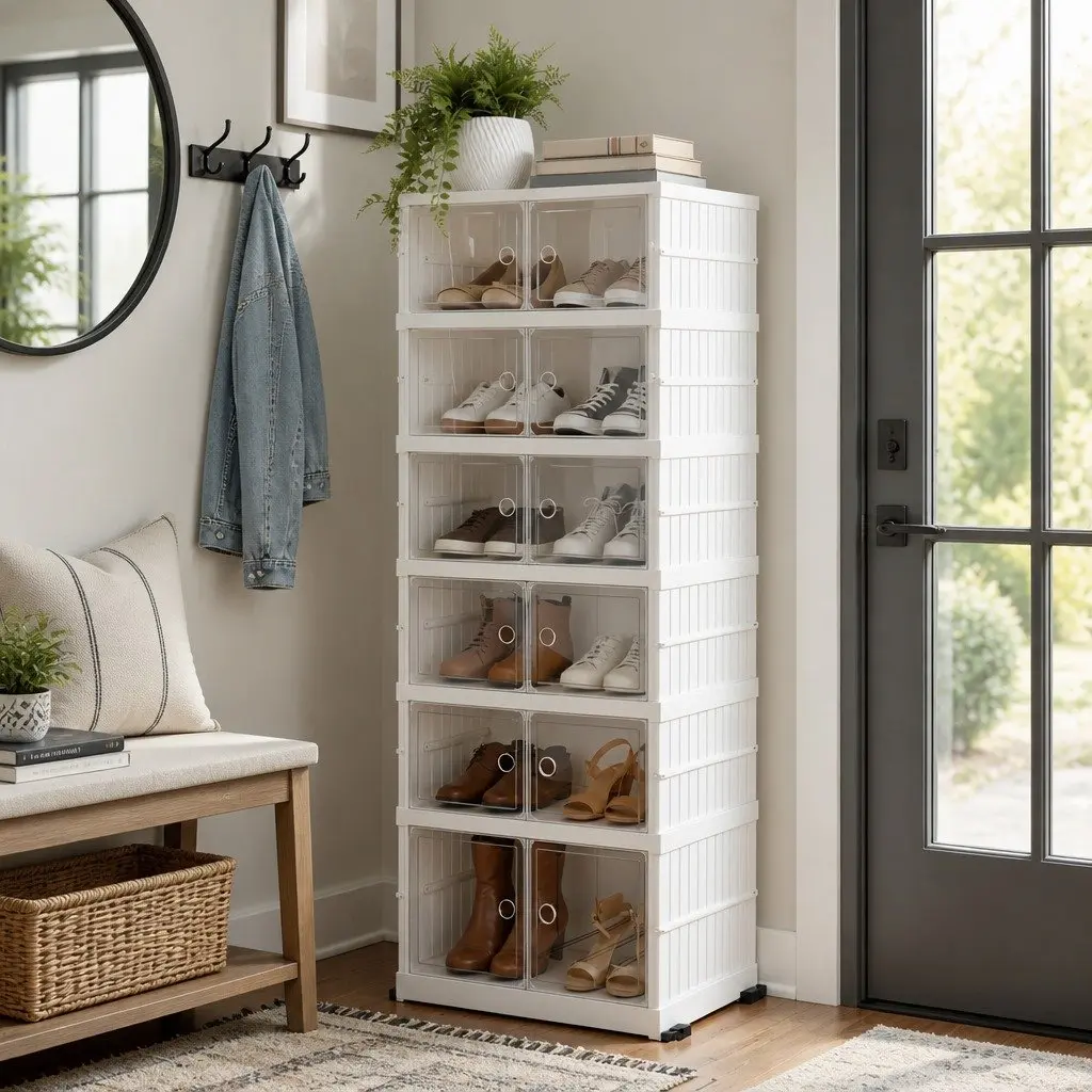6-Tier Shoe Storage Organizer with Magnetic Doors