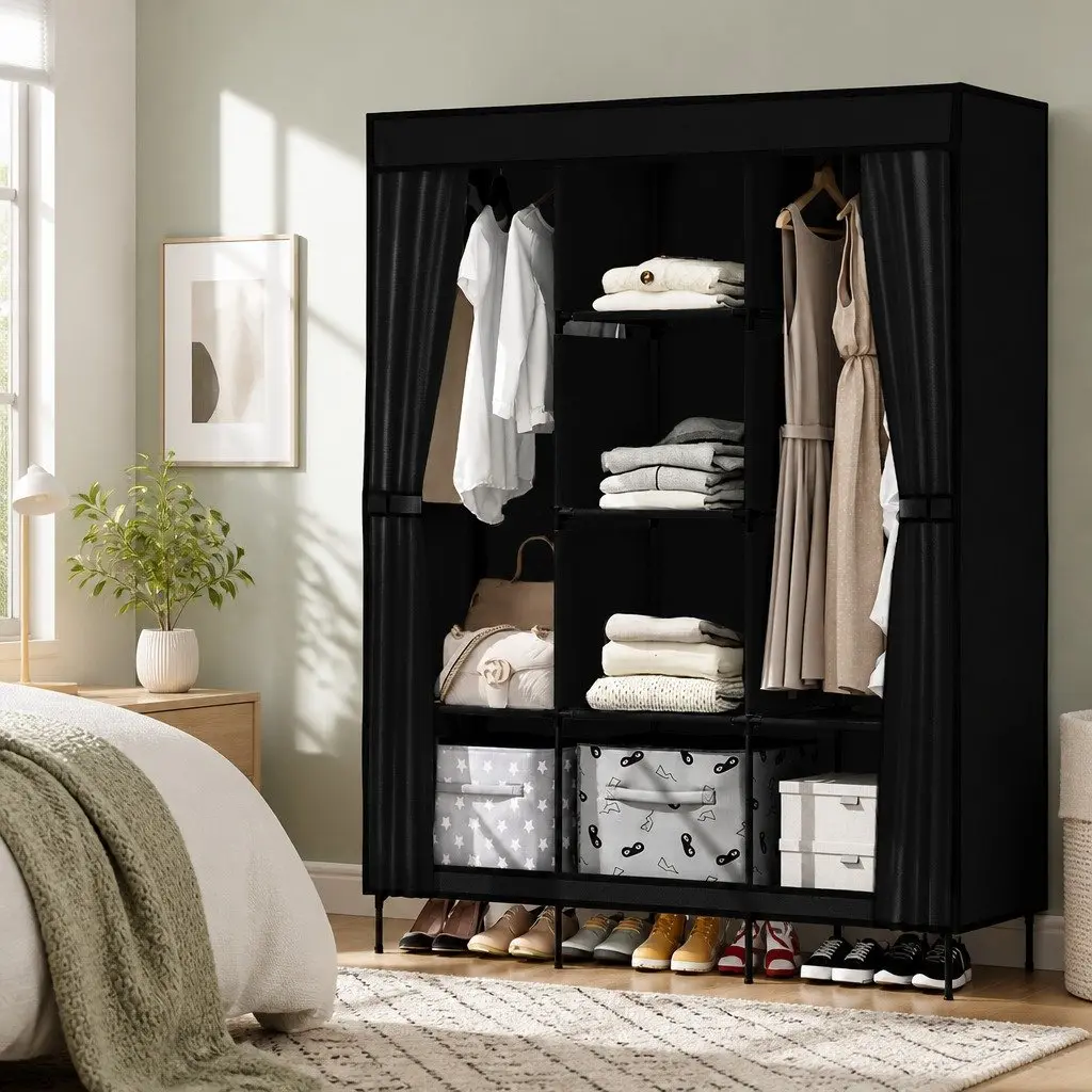 Large Portable Wardrobe Organizer in Black