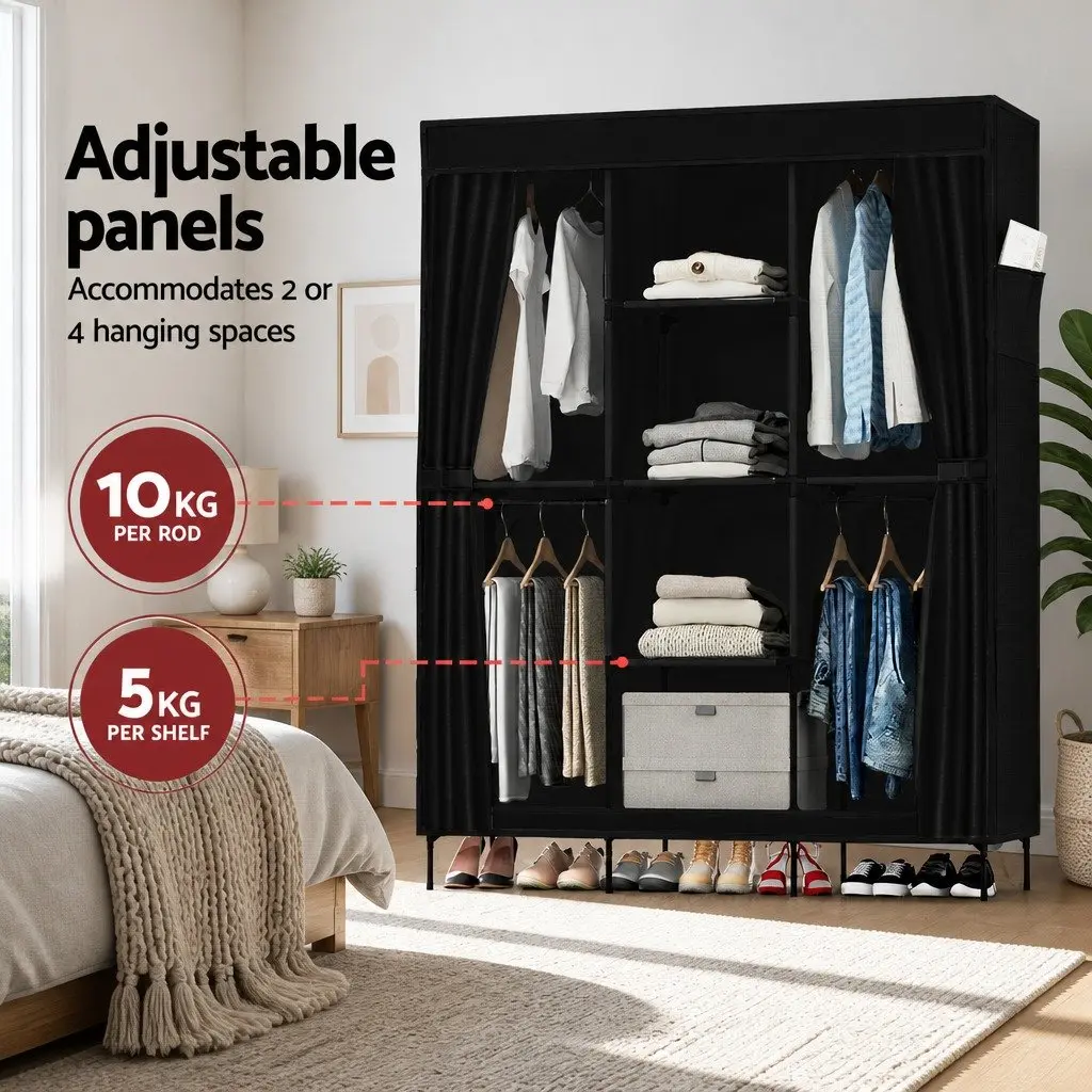 Large Portable Wardrobe Organizer in Black