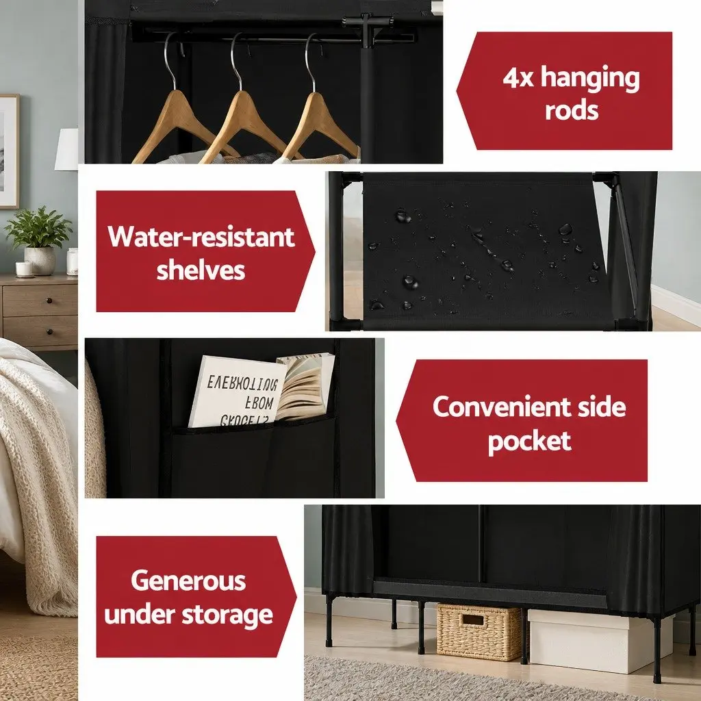 Large Portable Wardrobe Organizer in Black
