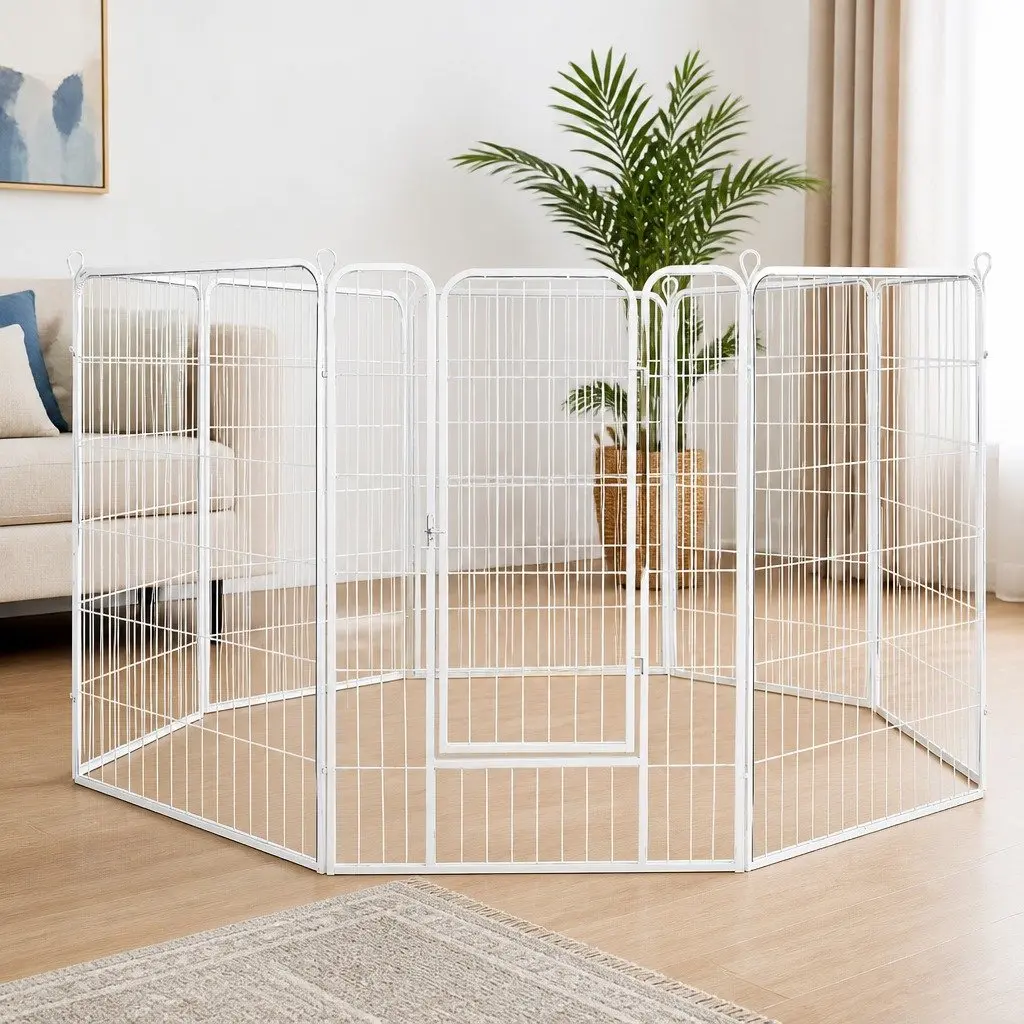 Foldable Portable 8 Panel Dog Playpen with Step Through Door